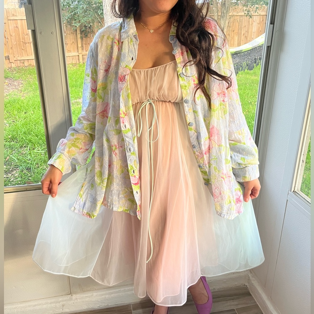 Vintage rainbow sheer negligee - Picture 1 of 8